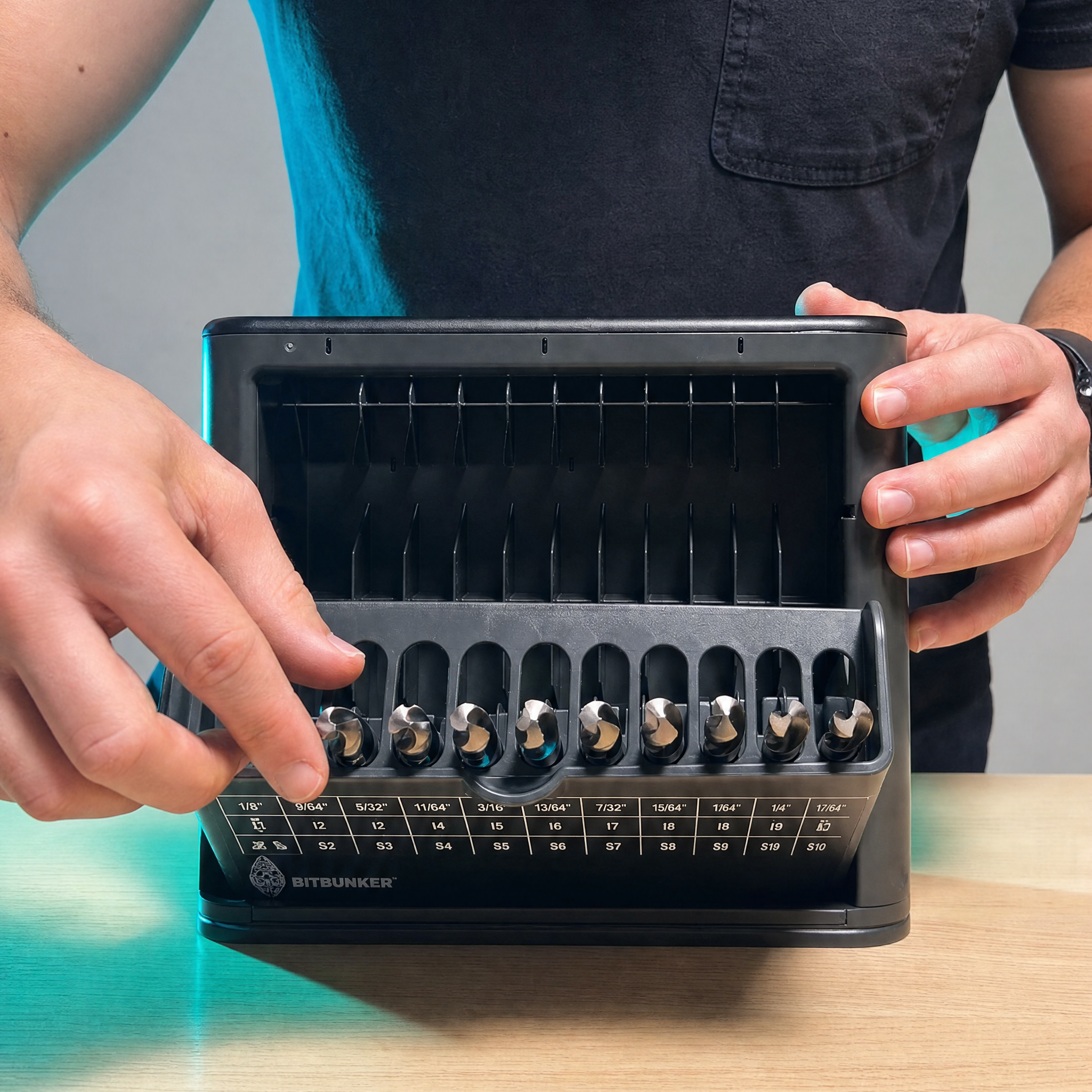 BitBunker Drill Bit Organizer | Self-Sorting Bit Storage